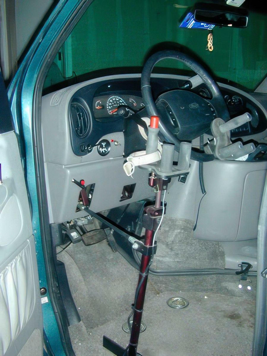 Adaptive driving controls inside a van