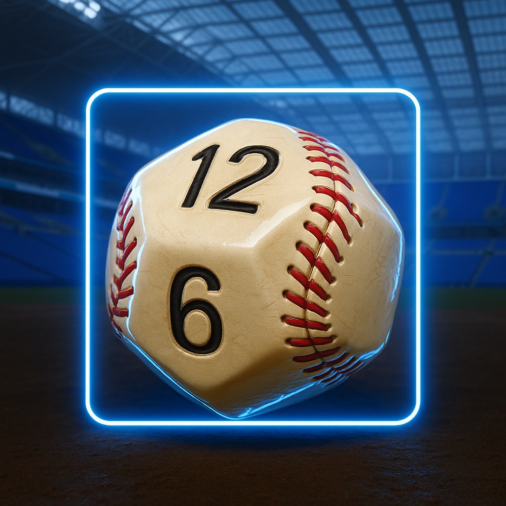 Diamond 12 baseball die in a futuristic stadium setting